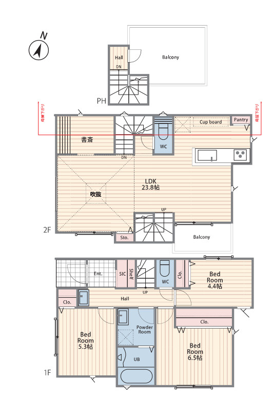 藤沢市辻堂東海岸1丁目3期　新築戸建　全2棟1号棟の間取り