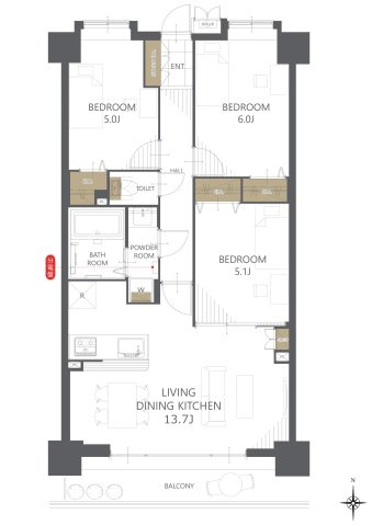 【間取り】レクセルマンション飯山満 