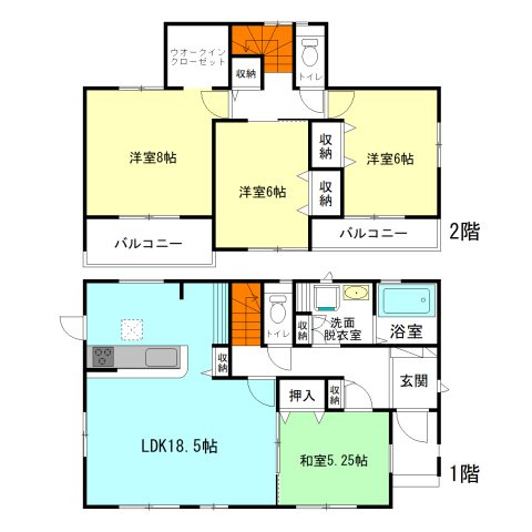 【間取り】 | ブルーミングガーデン高崎市箕郷町上芝ー① | 全居室南向き！各所にカウンターや収納充実！