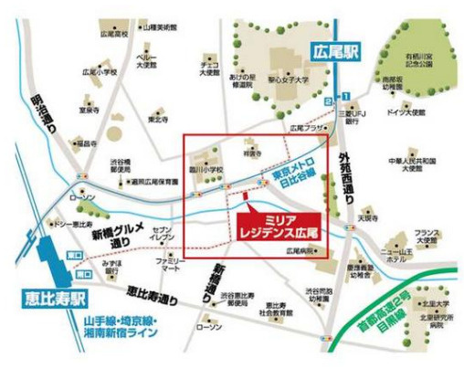 ミリアレジデンス広尾の地図