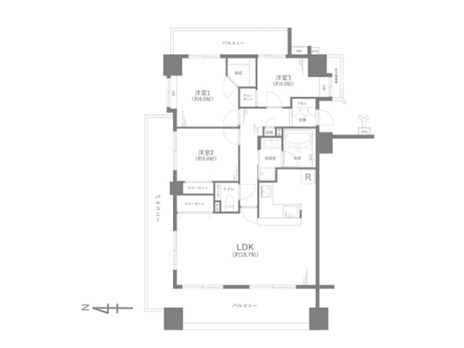 【間取り】 | レーベンハイムフォレチッタガーデン（朝霞店） | 陽当・通風・眺望良好な6階角住戸！
開放感あふれるL面バルコニーです♪