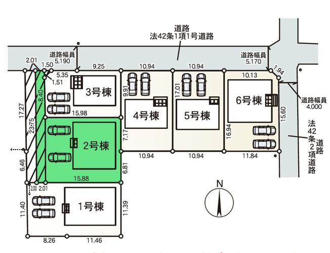 【区画図】 | クレイドルガーデン高崎市箕郷町白川第2ー② | HALUNAMOまで1.7Kmとお買い物しやすい距離♪
1・2・6号棟は人気の平屋建て住宅です！