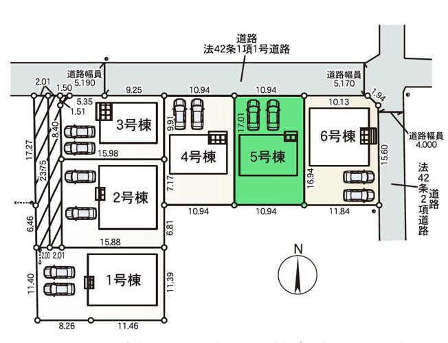 【区画図】 | クレイドルガーデン高崎市箕郷町白川第2ー⑤ | HALUNAMOまで1.7Kmとお買い物しやすい距離♪
1・2・6号棟は人気の平屋建て住宅です！