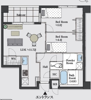 プラ－ティノ多摩川鵜の木弐番館の間取り