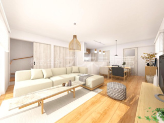 【居間・リビング】 | 生駒市あすか野南３丁目の新築一戸建 全２区画 | Ｂ号地リビング完成イメージ／ＬＤＫ19.2帖！南向きですので、陽あたり良好です♪