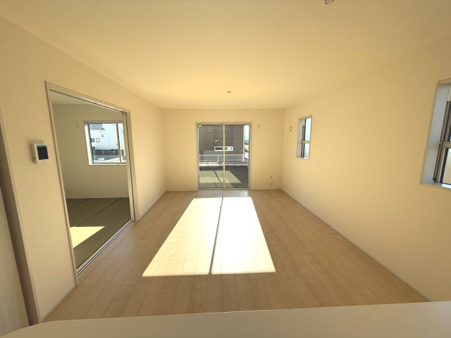 リーブルガーデンＳ第11　前橋市富士見町時沢　1号棟の居間・リビング|カウンターキッチンなのでお料理をしながら会話もできます。
夕食の支度をしながら、お子様の様子も見られて自然と会話も増えますよ♪
