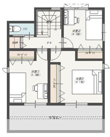 愛宕町３丁目　建築条件付　売土地の参考プラン|2F　プラン例　建物価格　2,630万円　建物面積　91.92㎡（約27.80坪））