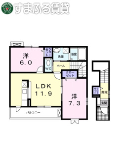 【間取り】 | サンリット　タウンD　西尾市平坂町