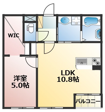 熊本市北区龍田８丁目のアパートの間取り