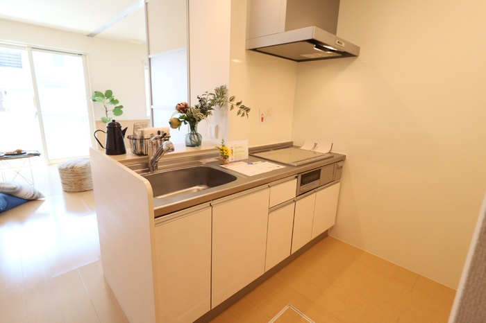 AIRY HILLS（エアリー ヒルズ） D棟のキッチン|対面システムキッチン（3口IH、グリル、浄水器付き）