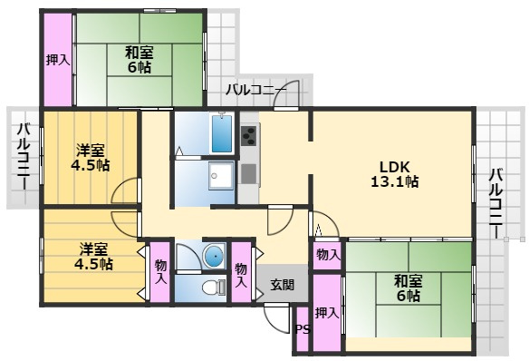 【間取り】 | いぶき野三丁目5棟
