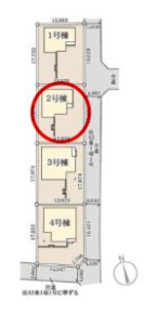 リーブルガーデンＳ第11　前橋市富士見町時沢　２号棟の区画図|駐車場3台以上ご用意しています！来客時も重宝します♪
並列駐車なので、車の出し入れもしやすいですよ！