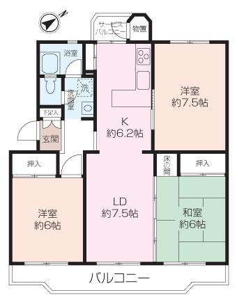 【南東、北西の2面バルコニー】パイロットハウス磯子台3号棟の画像