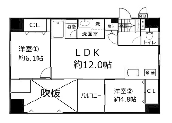 【間取り】 | プリオーレ京都烏丸五条 | 専有面積52.72㎡