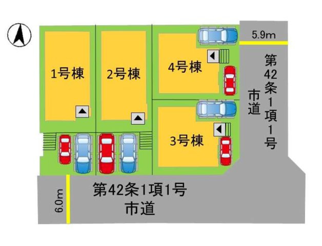 春日市一の谷5丁目第2-4棟（3号棟）の区画図|配置図