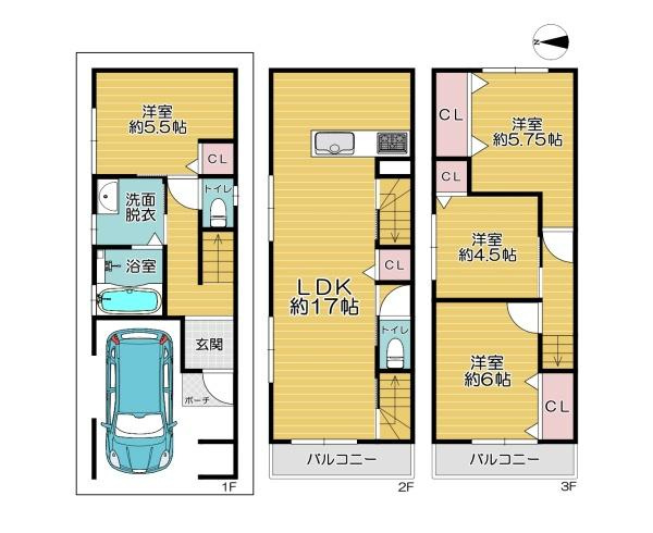 【間取り】 | 大阪市東成区大今里南2丁目　中古戸建