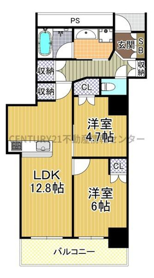 【間取り】 | 阿波座ライズタワーズフラッグ46 | 室内美麗