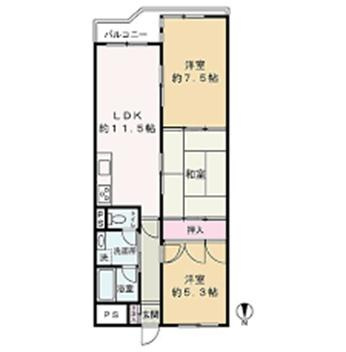 【間取り】 | エバーグリーン久松山503号(賃貸中収益物件）
