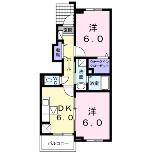 エアリーヒルⅢの間取り|反転の間取りとなります。