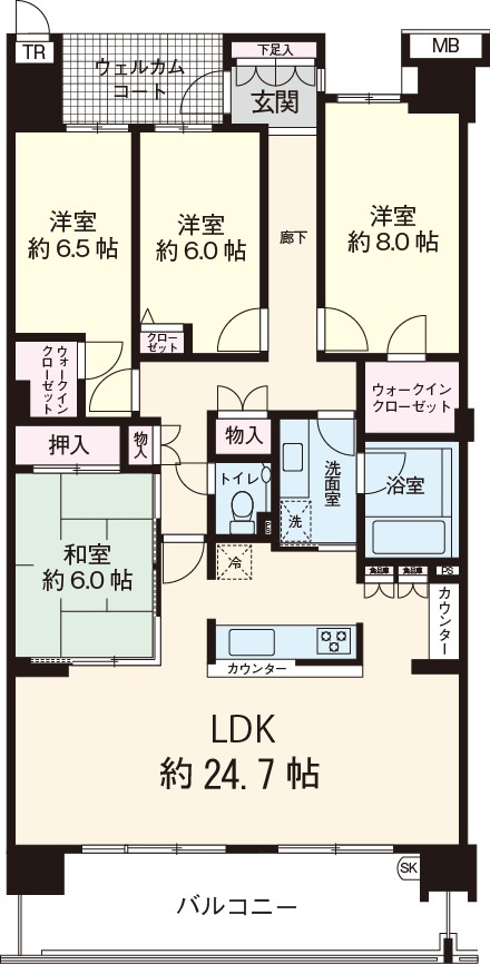 全居室6帖以上の間取プラン