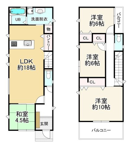 神保通　中古未入居物件　全３区画の間取り