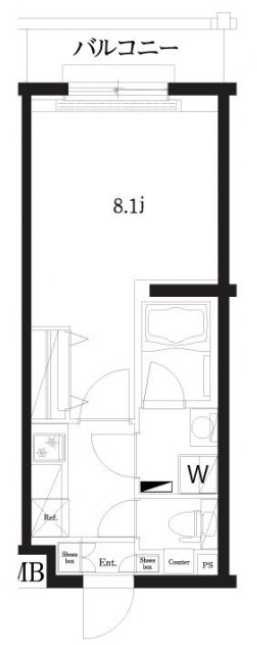 プレミアムキューブ三宿　ペット相談　分譲賃貸　ネット0の間取り