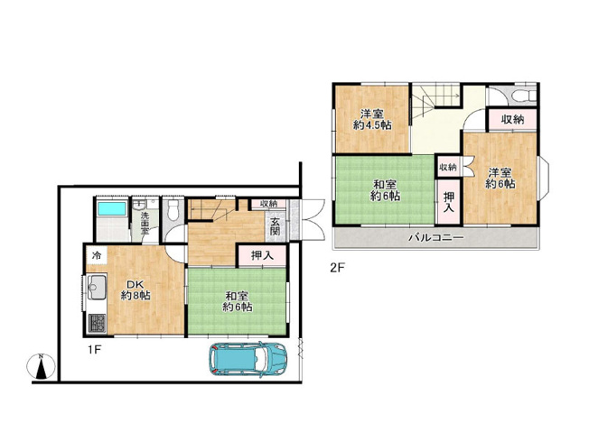 【間取り】 | 練馬区大泉学園町4丁目　中古一戸建住宅　(保谷店) | 採光・通風に配慮された4DKの間取り。全居室2面採光で心地よい室内です。