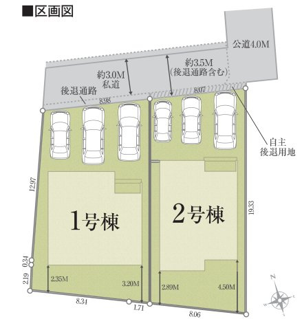 小郡市寺福童第1-2棟（2号棟）の区画図|配置図（2号棟）