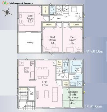上尾市大谷本郷第8　新築戸建　クレイドル04の間取り|4LDK