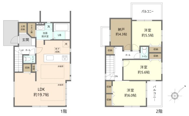 名東区貴船二丁目新築戸建の間取り|間取図