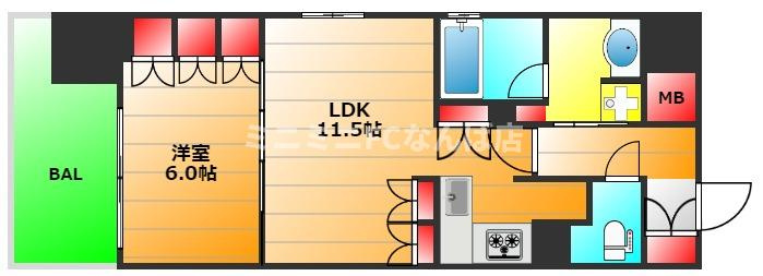リーガル西長堀Ⅱの間取り|現状有姿
