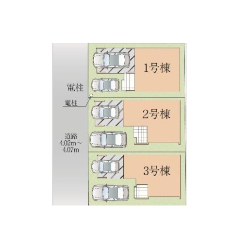 大野城市中央１丁目第1-3棟（1号棟）の区画図|配置図（1号棟）