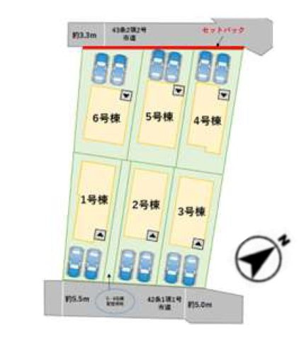 福岡市東区奈多1丁目第2-6棟（3号棟）の区画図|配置図(1号棟)