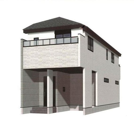 練馬区中村南1丁目　大型ロフト×ビルトイン車庫　新築戸建限定1棟の外観パース|建物の完成予想図は、あくまでイメージになり、実際とは異なる場合があります。