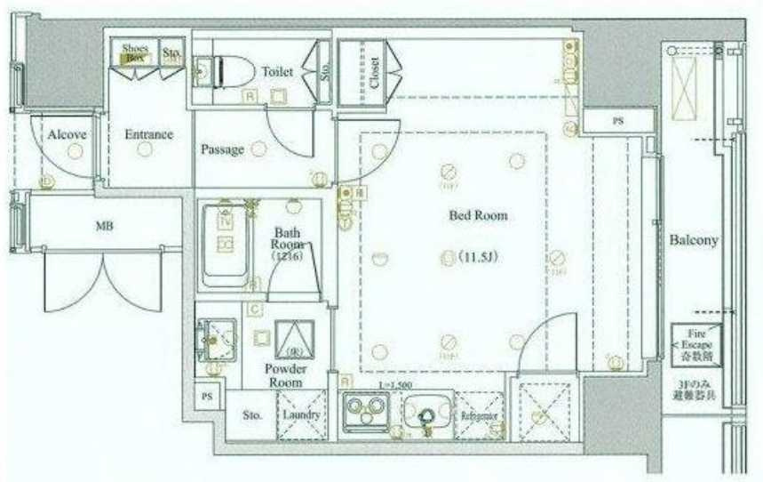モデルノトッレ松濤　礼金0　分譲賃貸　角部屋　高層階の間取り