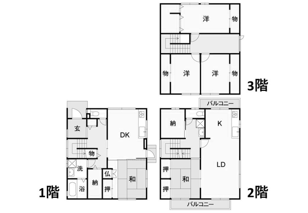 高知市仲田町　中古戸建ての間取り