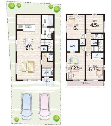 近江八幡市北之庄町　第1期　新築一戸建ての間取り