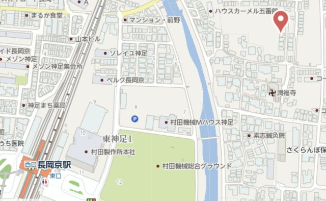 長岡京市神足掛越　新築戸建の地図