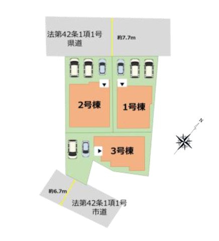大野城市乙金東1丁目第2第3-3棟(2号棟)の区画図|配置図