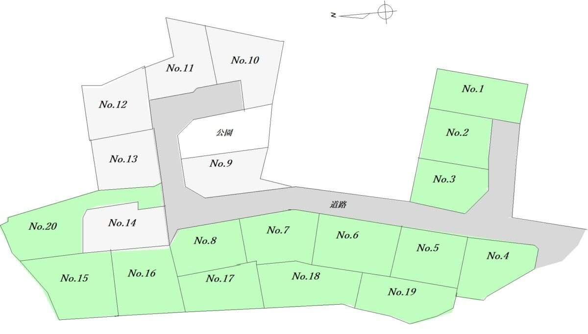東広島市西条町御薗宇　新築一戸建て(全６棟)の区画図