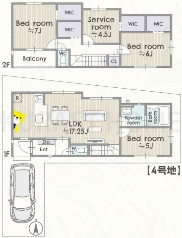 長岡京市神足掛越　新築戸建の間取り