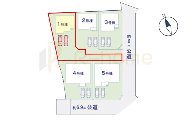 水戸市東台1期　新築戸建て　1号棟の区画図|大きなお買い物だからこそ、メリット・デメリットを伝えさせて頂きます。
R-homeにお任せください♪