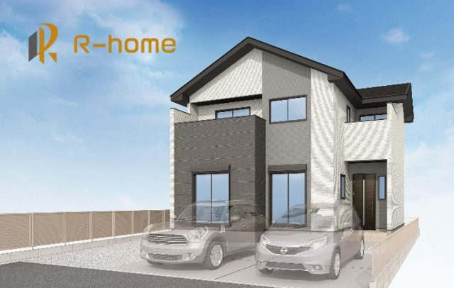 水戸市東台1期　新築戸建て　1号棟の外観パース|2026年1月完成予定！近隣の同仕様完成物件をご見学いただけます♪