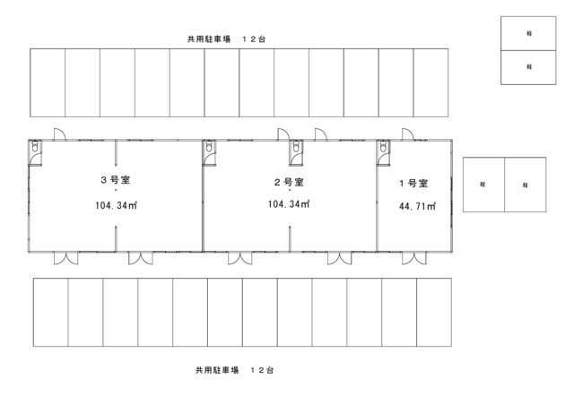 小山市粟宮貸店舗　３号室の区画図