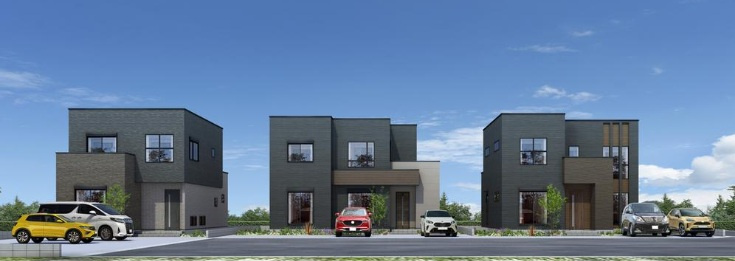 神在東２丁目　新築戸建の外観パース|３号棟（左）