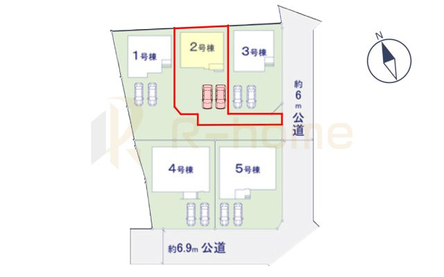 水戸市東台1期　新築戸建て　2号棟の区画図|大きなお買い物だからこそ、メリット・デメリットを伝えさせて頂きます。
R-homeにお任せください♪