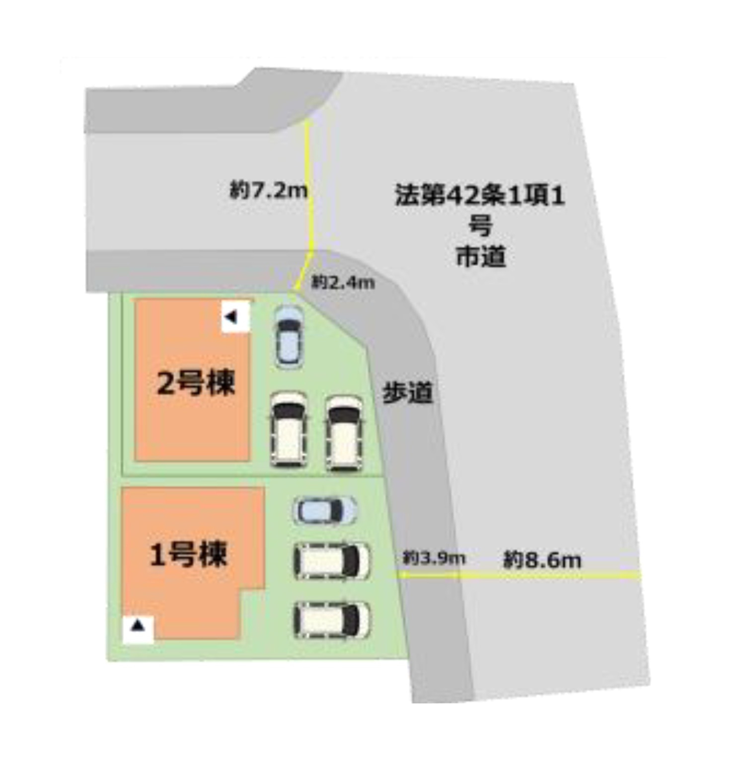 筑紫野市美しが丘北3丁目第1-2棟（2号棟）の区画図|配置図