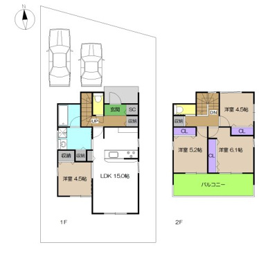 【土地図＋建物プラン例】 | 建築条件付き宅地　高知市愛宕町３丁目 | プランです