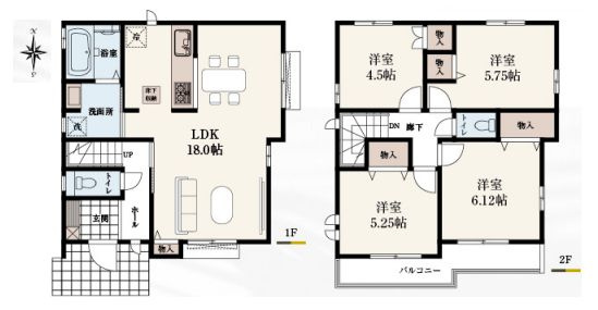 【間取り】 | 東久留米市幸町３丁目　新築戸建て　B号棟 | 4LDK・土地面積121.43ｍ2・建物面積92.12ｍ2