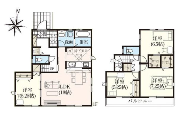 福岡市早良区野芥6丁目第5-1棟（1号棟）の間取り|全居室収納付きで便利です。